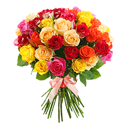 Bouquet de roses colorees