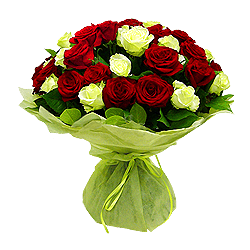 Bouquet de roses rouges et blanches