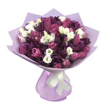 Bouquet de tulipes et de lisianthus