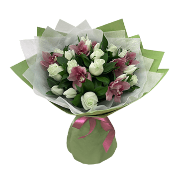 Bouquet de roses et dorchidees