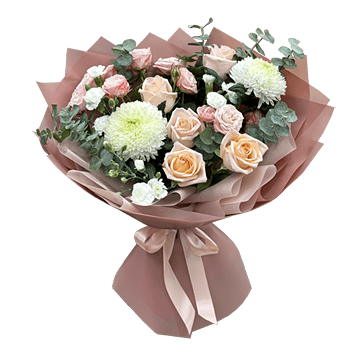Bouquet de roses et de chrysanthèmes
