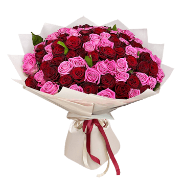 Bouquet de roses rouges et roses