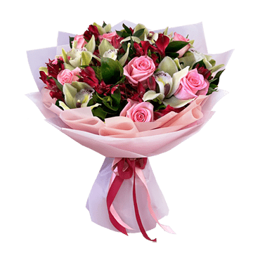 Bouquet de roses et dorchidées