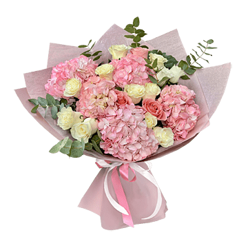 Bouquet dhortensias et de roses
