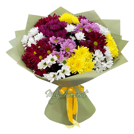 Bouquet de chrysanthèmes multicolores