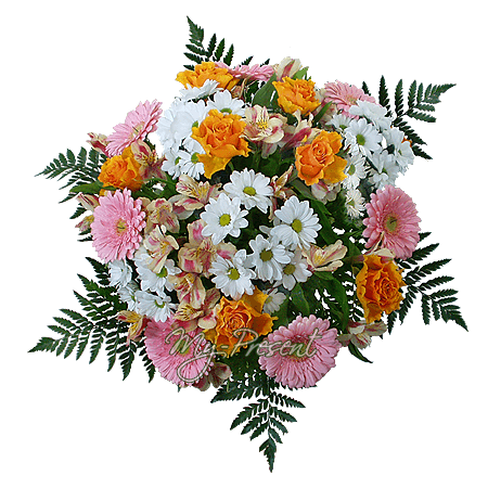 Bouquet de gerberas, roses, chrysanthèmes