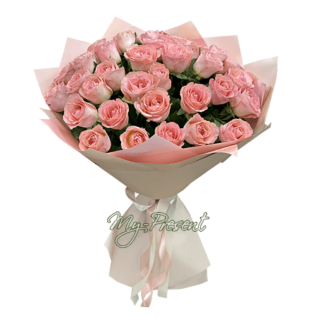 Bouquet de roses roses (70-80 cm)