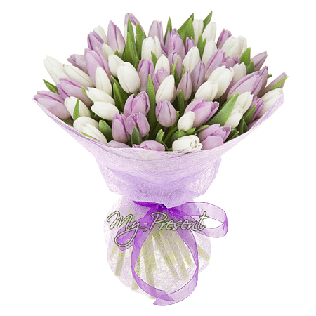 Bouquet de tulipes lilas et blanches