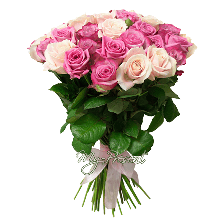 Bouquet de roses lilas et roses (70-80 cm)