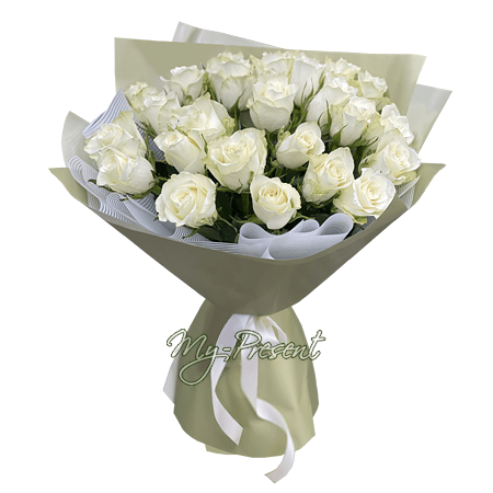 Bouquet de roses blanches (60 cm.)