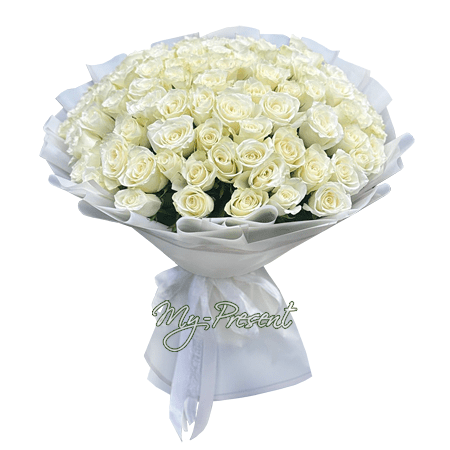 Bouquet de roses blanches (70-80 cm.)